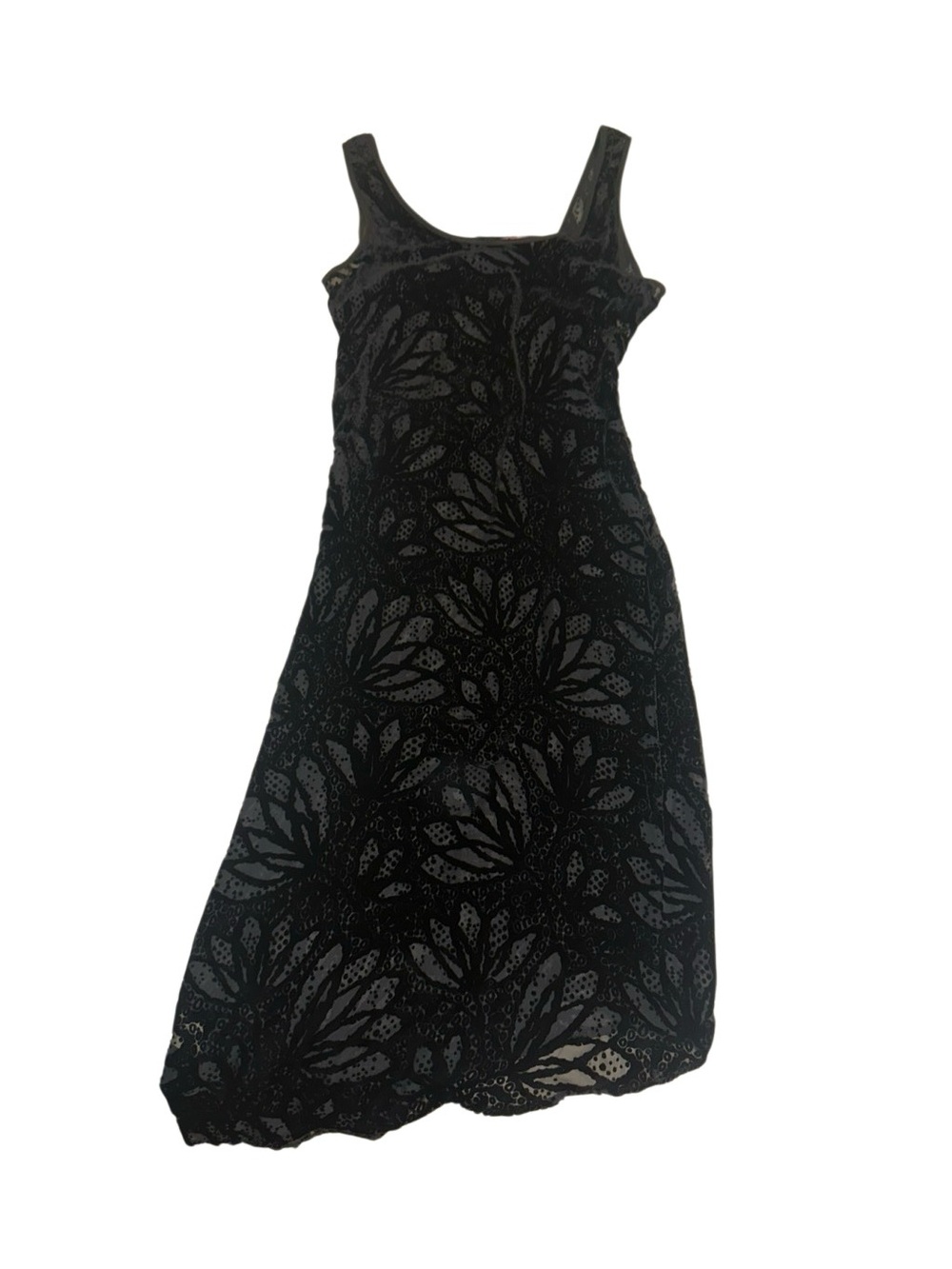Black Sleeveless Lace-Overlay Maxi Dress